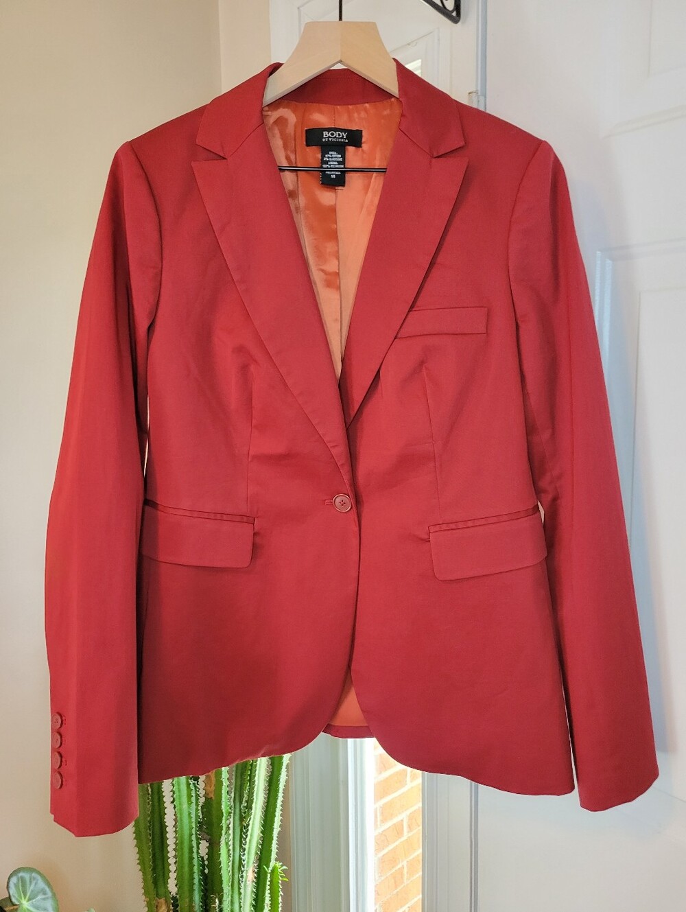 Body by Victoria Single-button Red Buisness Casual Blazer, Size Womens 14